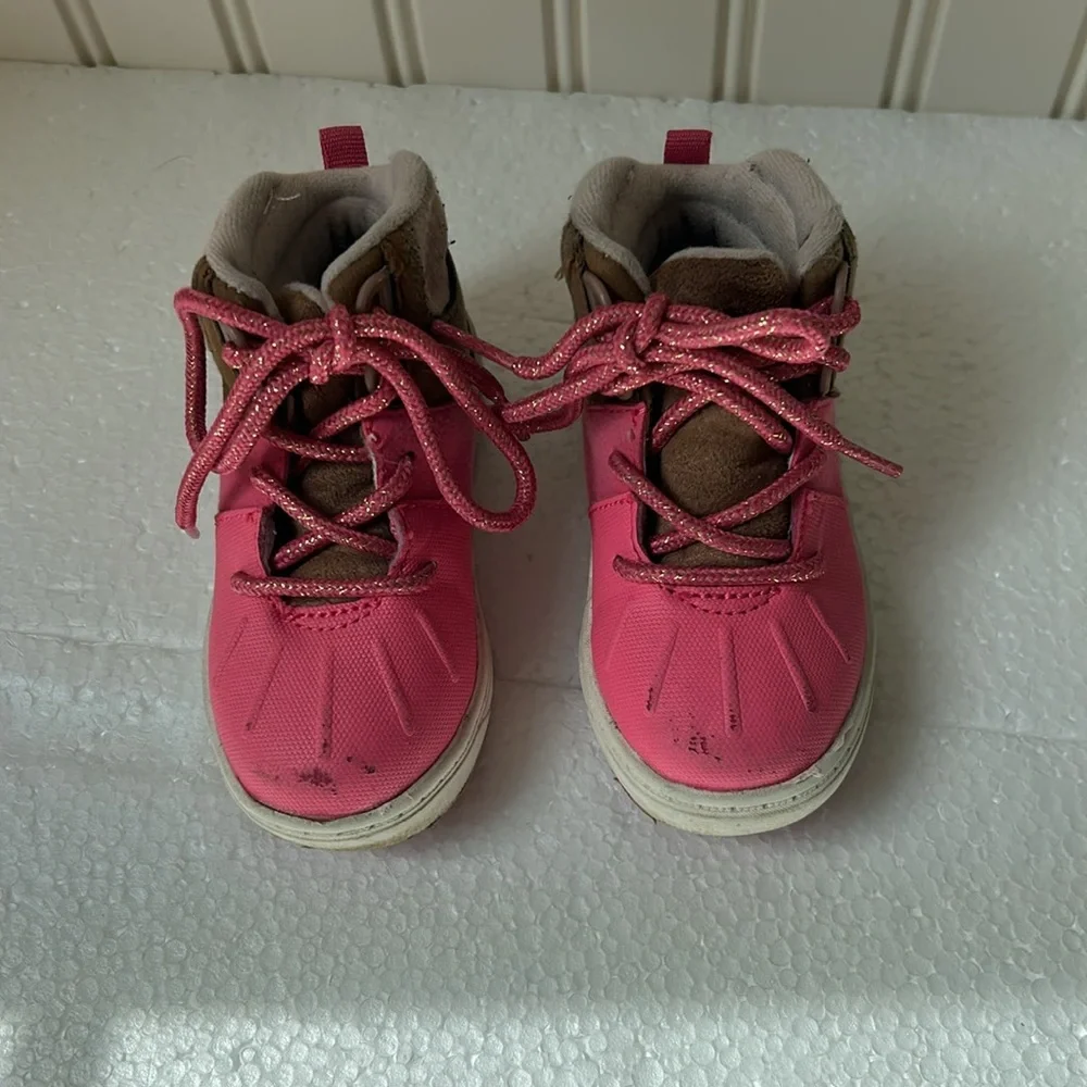 Osh Kosh B’gosh lace up construction ankle boots shoe sneaker size 6M pink brown
